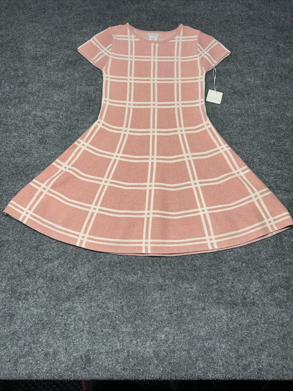 Tahari Rose Pink Plaid Fit & Flare Dress
